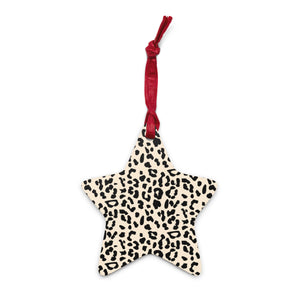 Taylor Hawkins Pop Art Vintage Style Printed Wooden Christmas Tree Holiday Ornaments - Neutral / Leopard
