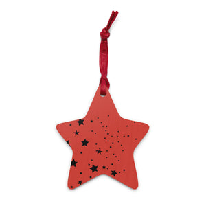 70's Stevie Nicks Vintage Style Pop Art Sketch Printed Wooden Christmas Tree Holiday Ornament - Red / star print