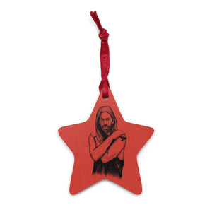 Taylor Hawkins Pop Art Vintage Style Printed Wooden Christmas Tree Holiday Ornaments - Red / Leopard