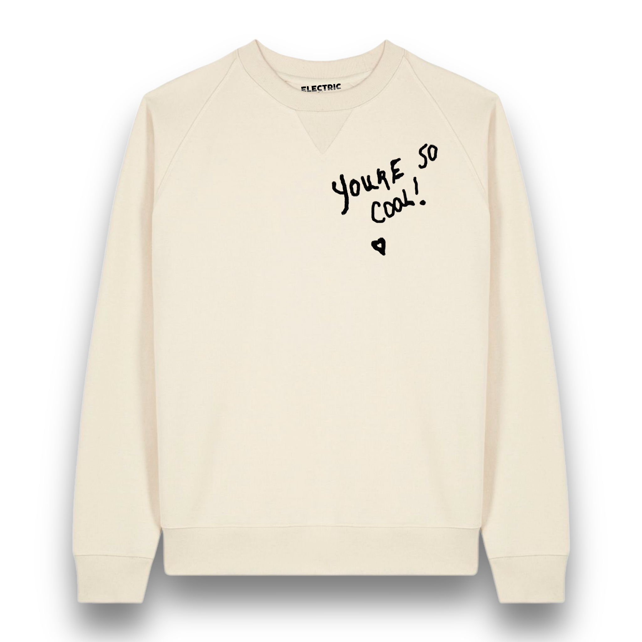 'YOU'RE SO COOL' embroidered organic unisex raglan sleeved 'knoxer' heritage sports sweatshirt - inspired by True Romance