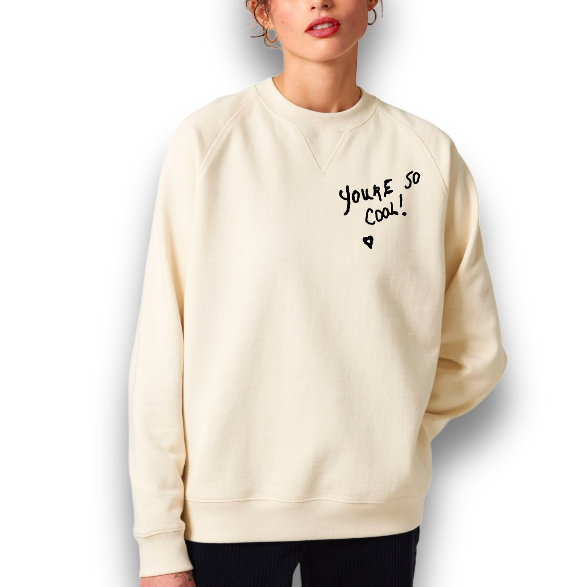 'YOU'RE SO COOL' embroidered organic unisex raglan sleeved 'knoxer' heritage sports sweatshirt - inspired by True Romance