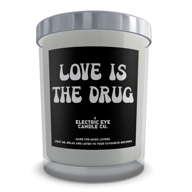 Juego de velas de cera de soja natural 'Love is the drug' en caja en vidrio (ESTILO 2) 