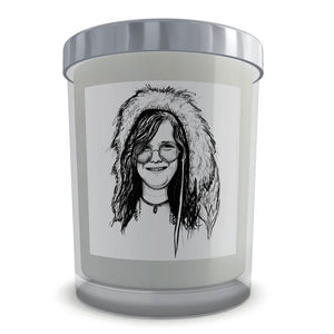 Boxed 1970s Janis Joplin Line Art Natural Soy Wax Candle Set in Glass (50 hour)
