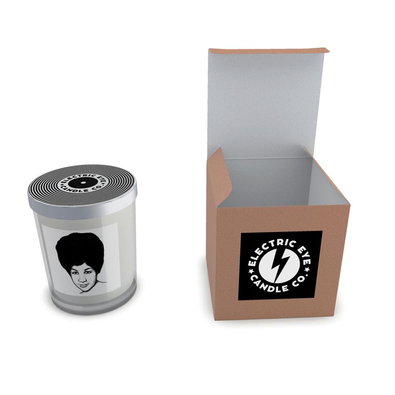 盒装 1960 年代艾瑞莎·富兰克林线条艺术天然蜡玻璃蜡烛套装（50 小时） 