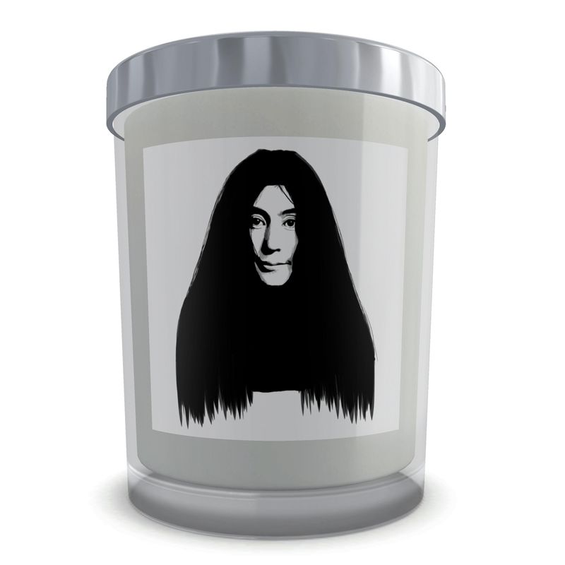 Juego de velas de cera de soja natural Yoko Ono Line Art de la década de 1970 en caja en vidrio (50 horas) 
