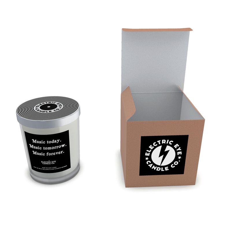 Boxed 'Music Today. Music Tomorrow. Music Forever' Natural Soy Wax Candle Set in Glass (50 hour)