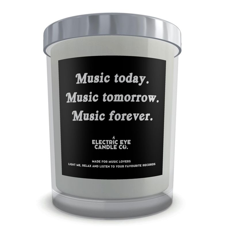 En caja 'Música hoy'. Música mañana. Juego de velas de cera de soja natural Music Forever en vidrio (50 horas) 