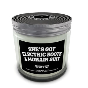 'SHE'S GOT ELECTRIC BOOTS, A MOHAIR SUIT' Natural Soy Wax Candle Set in Jar (250ml & 120ml)