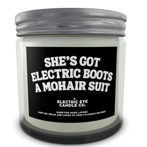'SHE'S GOT ELECTRIC BOOTS, A MOHAIR SUIT' Natural Soy Wax Candle Set in Jar (250ml & 120ml)