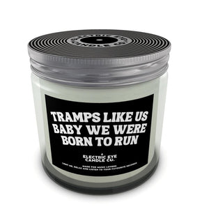 'TRAMPS LIKE US BABY WE WERE BORN TO RUN' Natural Soy Wax Candle Set in Jar (250ml & 120ml)
