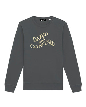 'DAZED AND CONFUSED' TRIPPY EMBROIDERED ORGANIC COTTON UNISEX CREW NECK 'ROLLER' SWEATSHIRT