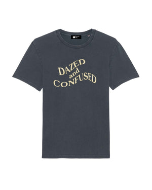 'DAZED AND CONFUSED' TRIPPY EMBROIDERED UNISEX GARMENT DYED ORGANIC COTTON T-SHIRT