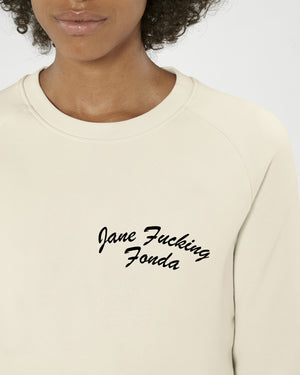 “JANE F*CKING FONDA”左胸刺绣女式有机棉卫衣