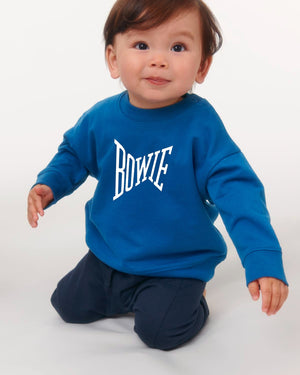 'BOWIE' EMBROIDERED BABY / TODDLER ORGANIC COTTON CREW NECK 'MINI-CHANGER' SWEATSHIRT - OPTIONAL EMBROIDERY COLOUR