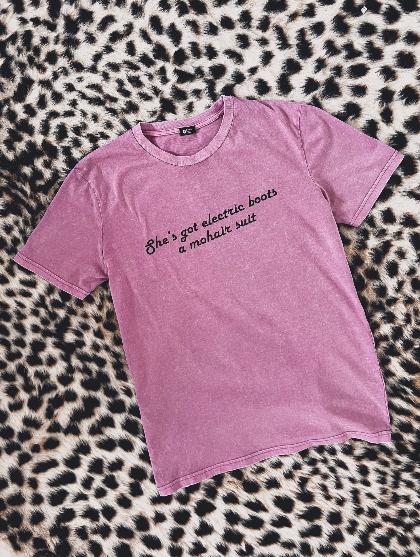 'SHE'S GOT ELECTRIC BOOTS, A MOHAIR SUIT' EMBROIDERED UNISEX GARMENT DYED ORGANIC COTTON 'CREATOR VINTAGE' T-SHIRT