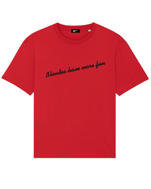 ROD STEWART INSPIRED 'BLONDES HAVE MORE FUN' 80'S STYLE EMBROIDERED MEDIUM FIT UNISEX 'ROCKER' T-SHIRT