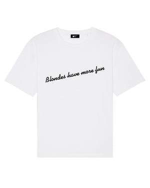 ROD STEWART INSPIRED 'BLONDES HAVE MORE FUN' 80'S STYLE EMBROIDERED MEDIUM FIT UNISEX 'ROCKER' T-SHIRT