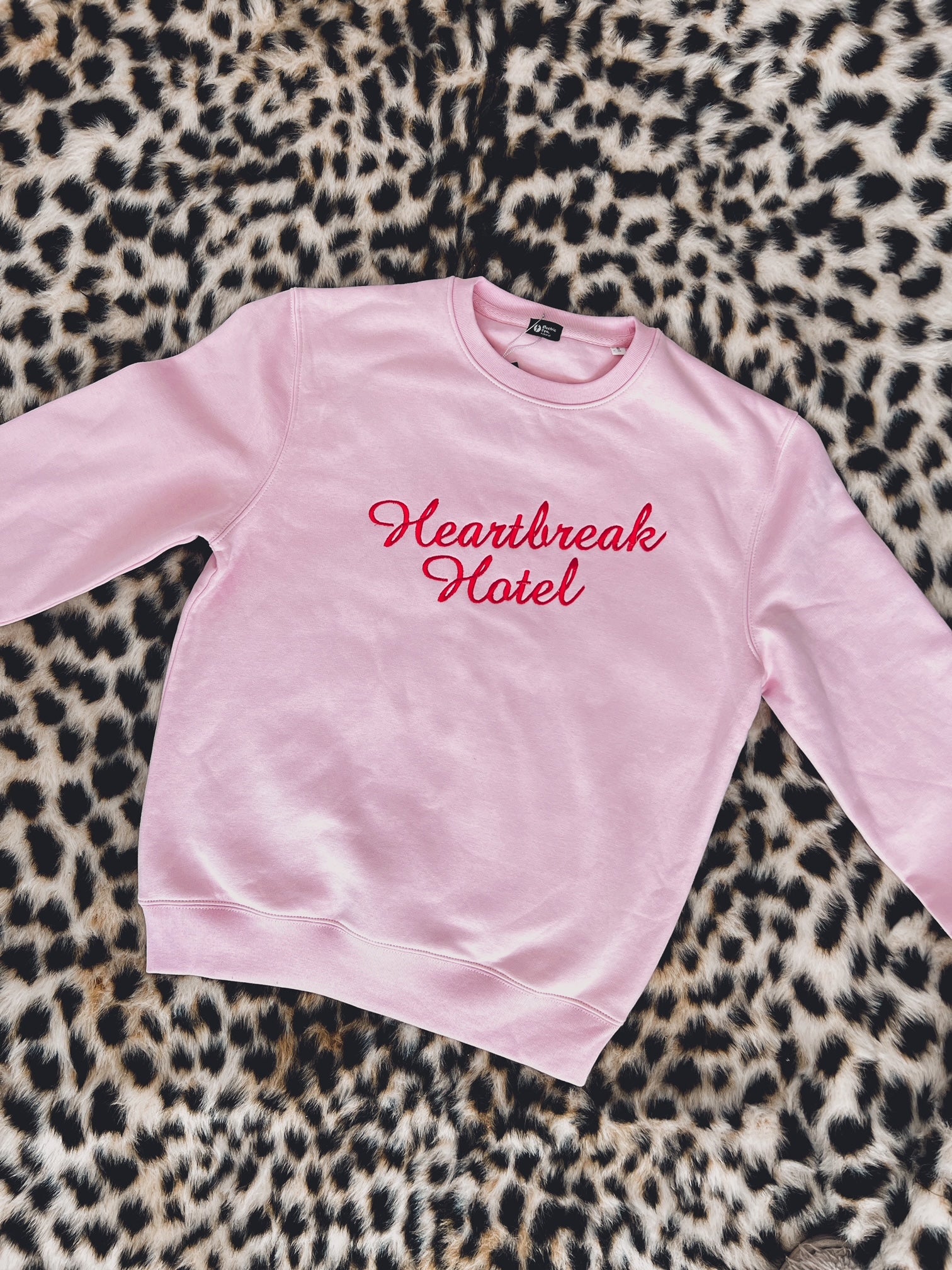 'HEARTBREAK HOTEL' EMBROIDERED UNISEX ORGANIC COTTON CHANGER SWEATSHIRT - optional embroidery colour