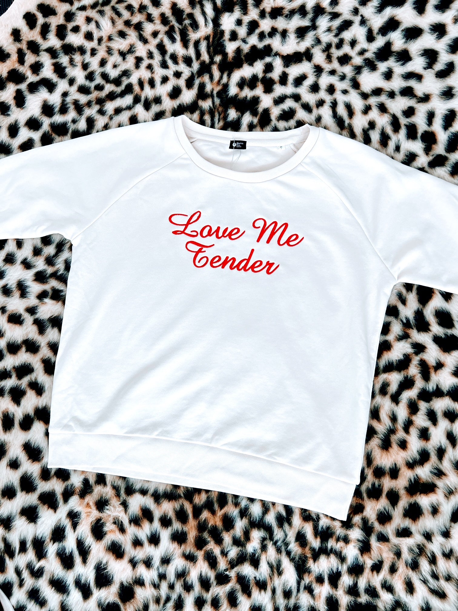 'LOVE ME TENDER' EMBROIDERED WOMEN'S ORGANIC COTTON DAZZLER SWEATSHIRT - optional embroidery colour