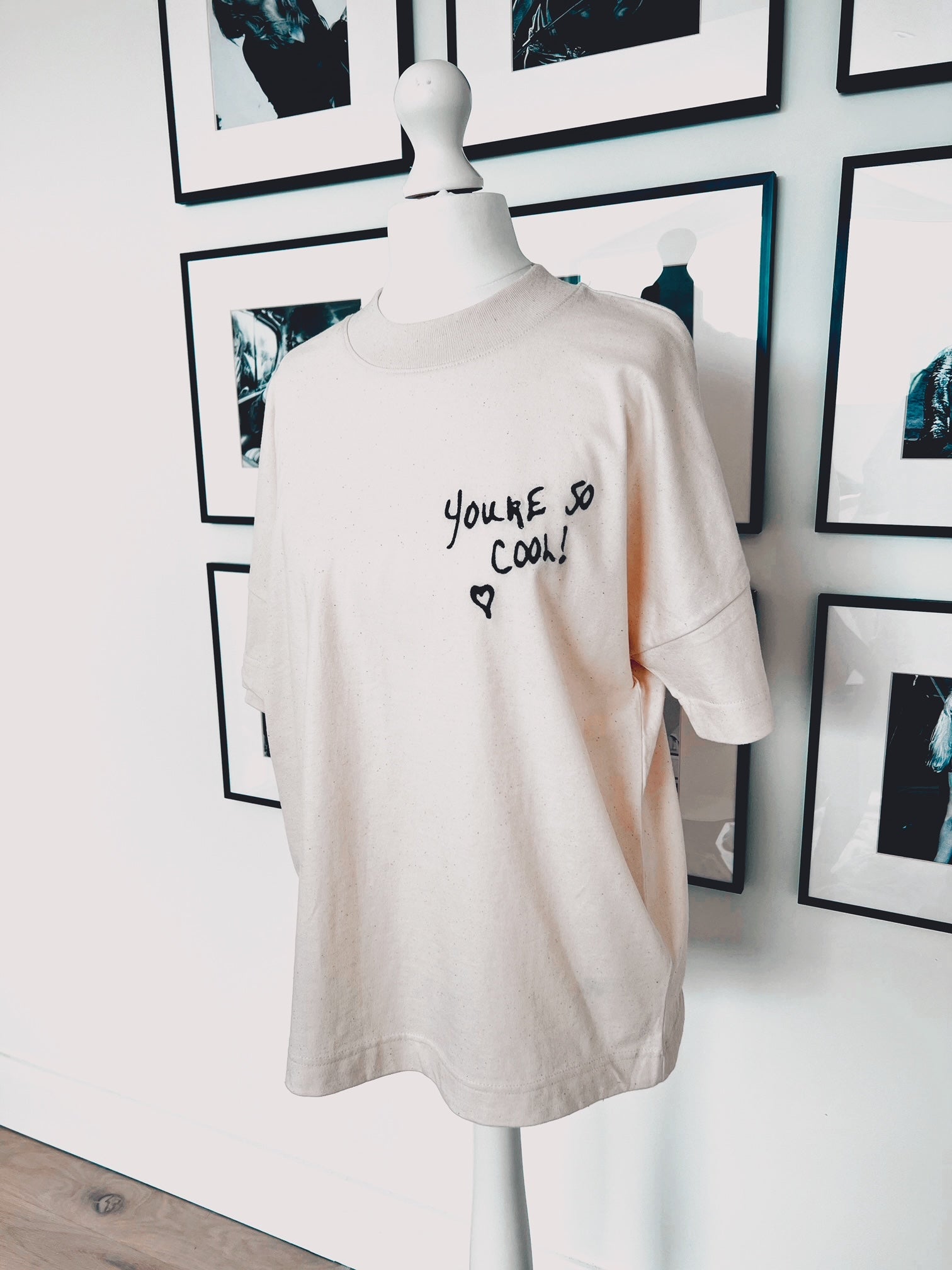 'YOU'RE SO COOL' LEFT CHEST EMBROIDERED UNISEX OVERSIZED HIGH NECK DROP SHOULDER 'BLASTER' T-SHIRT