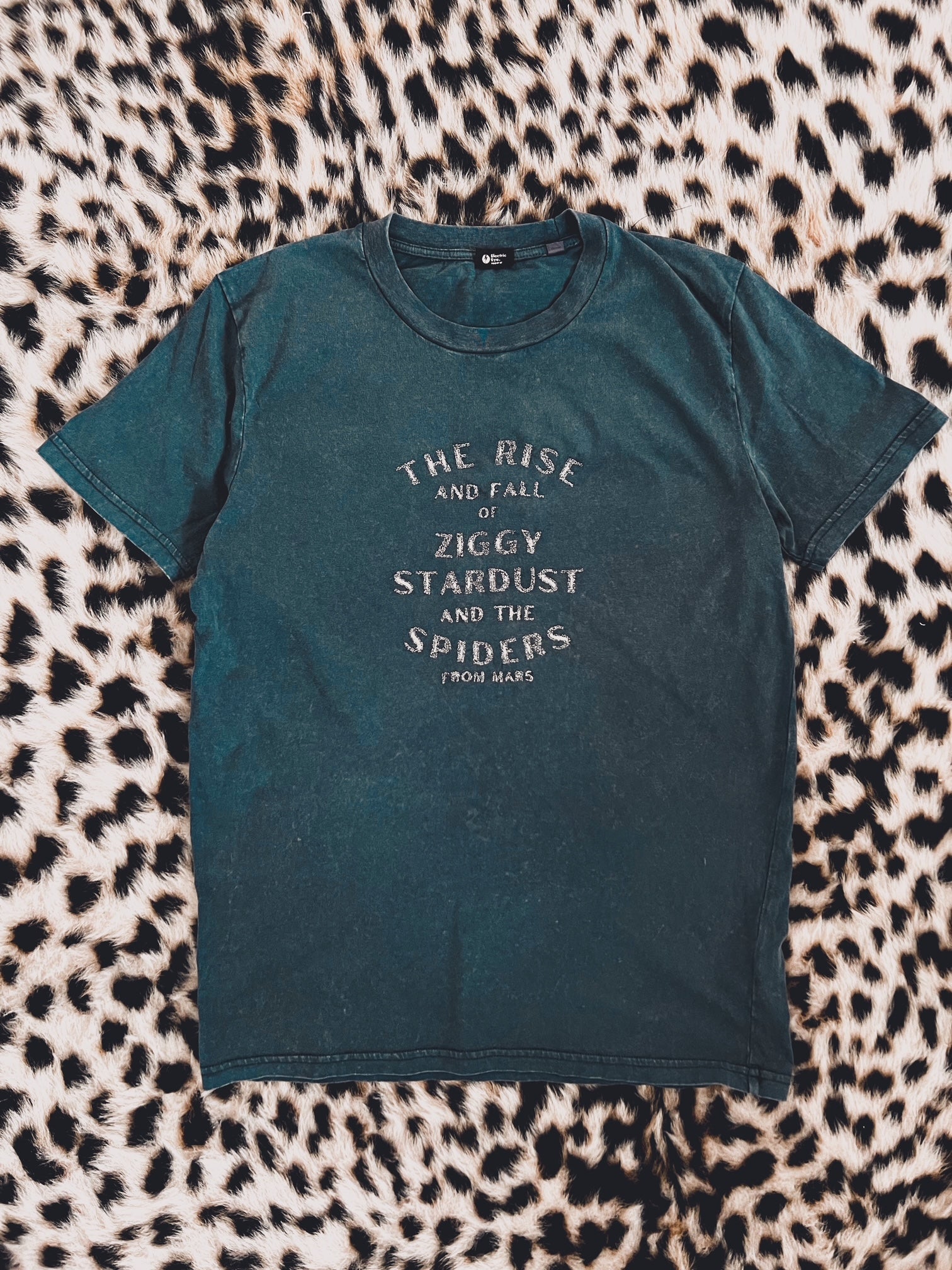 'THE RISE AND FALL OF ZIGGY STARDUST AND THE SPIDERS FROM MARS’ EMBROIDERED UNISEX VINTAGE GARMENT DYED ORGANIC COTTON T-SHIRT